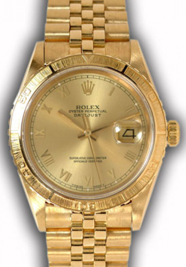 Rolex 16258 Yellow Gold on Jubilee, Engine Turned Bezel Champagne with Gold Index